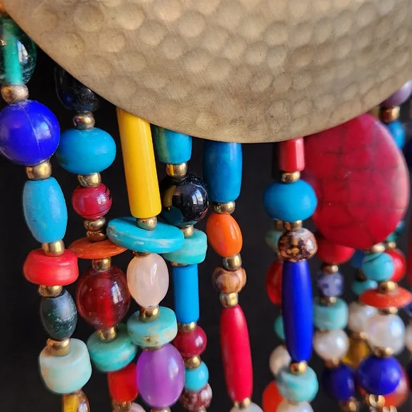 Colorful Beaded Statement Necklace with Bold Medallion 😍